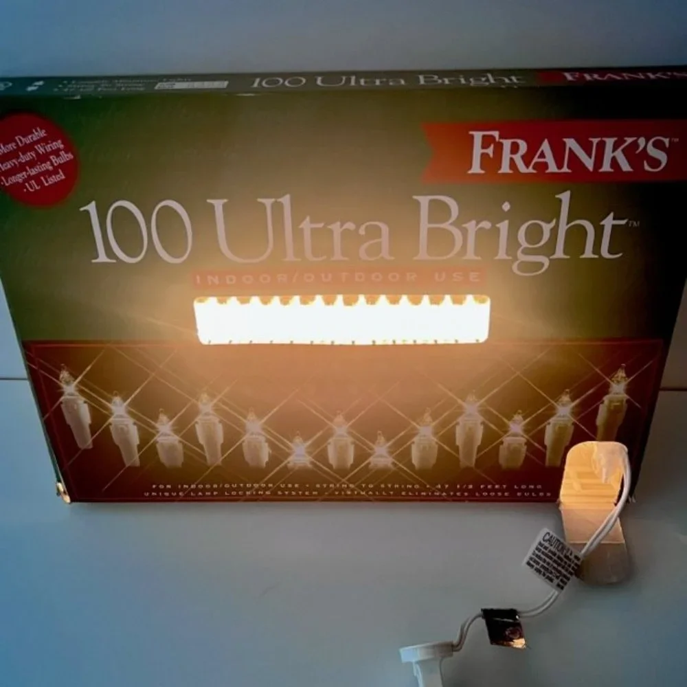 Vintage FRANK'S 100 Ultra Bright WHITE Miniature Christmas Lights Indoor/Outdoor